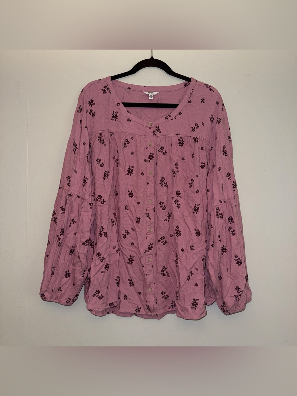 SONOMA 3X Pink floral button up blouse with long sleeves plus size 3X ✨